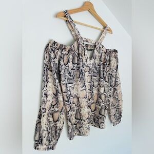 SHEIN XL snakeskin print off the shoulder blouse